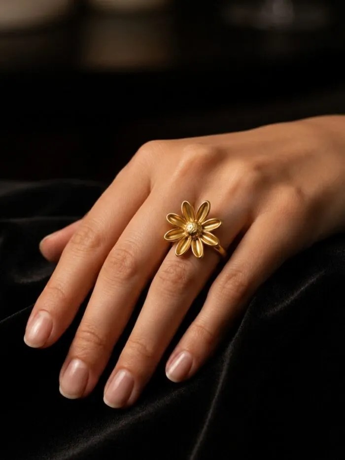 Golden Bloom Statement Ring